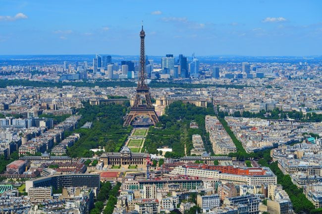 Panoramic view of Paris from Montparnasse Tower