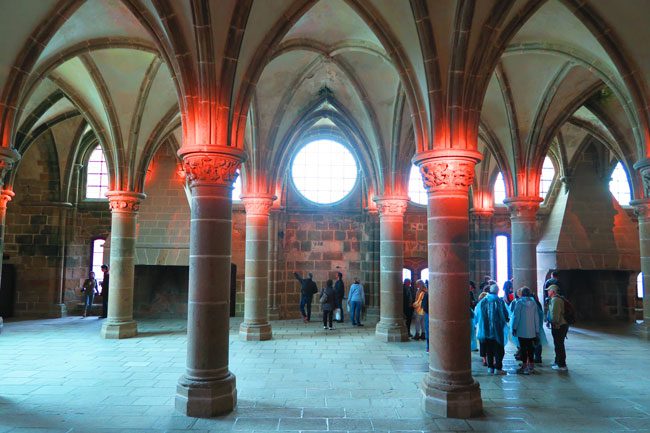 knights hall mont saint michel abbey