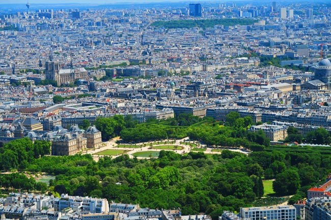 Luxembourg Gardens View from Montparnasse Tower Paris