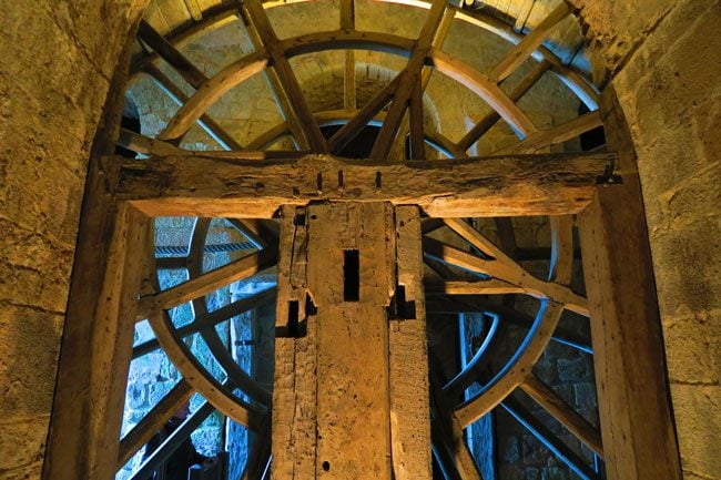 massive wheel mont saint michel abbey