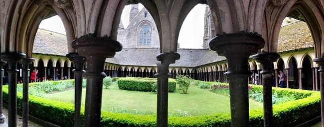 mont saint michel abbey cloister panoramic view