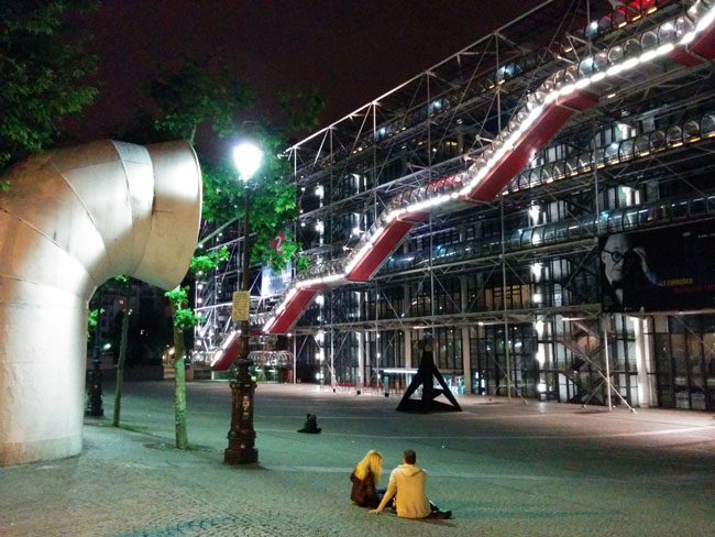 Pompidou center paris by night