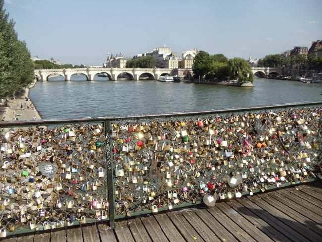 Pont des Arts love bridge locks Paris