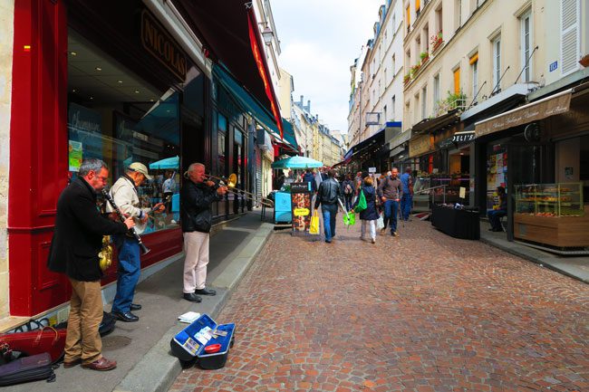 Rue Mouffetard Paris Latin Quarter Street Muscians