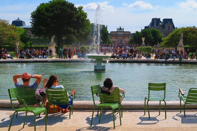 Tuileries Gardens Paris fountain view