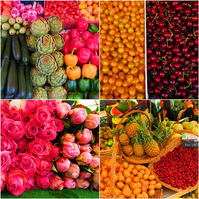 Aligre market paris fruits vegetables collage