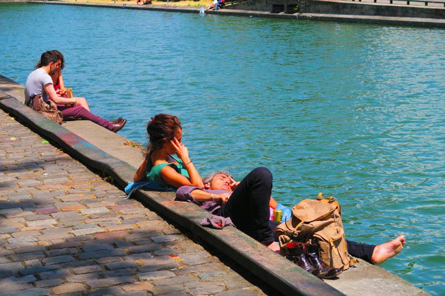 Canal Saint Martin eastern Paris sleeping