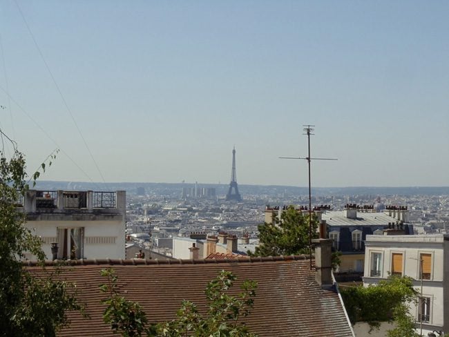 Eiffel tower from Montmartre summer