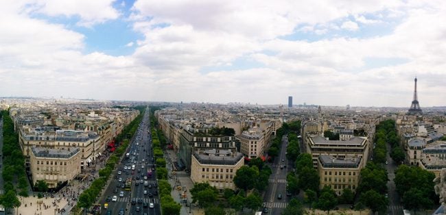 Paris panoramic view arc de triomph terrace