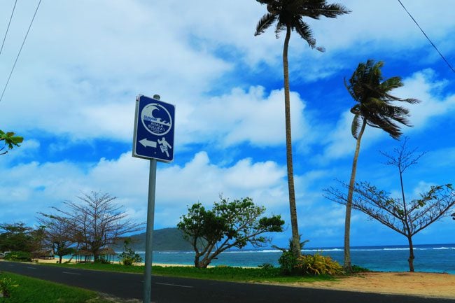 Lalomanu Beach Samoa tsunami sign