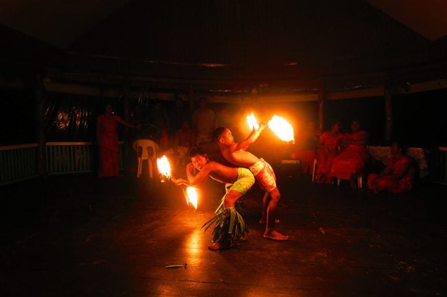 Lalomanu Beach fire dancing children Samoa