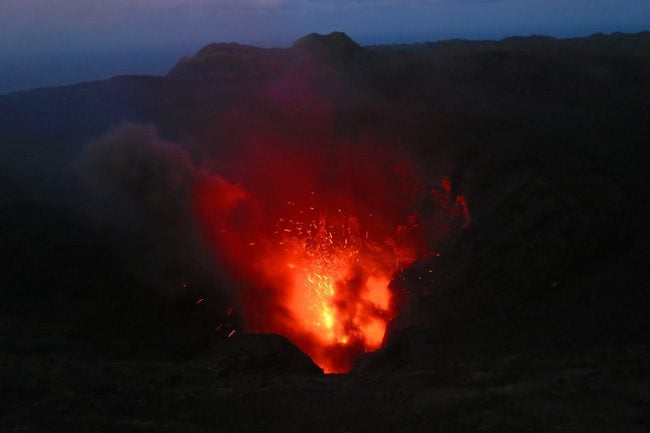 Mount Yasur Volcano erupting
