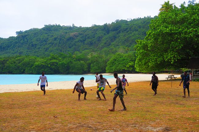 Playing Football Champagne Beach Vanuatu