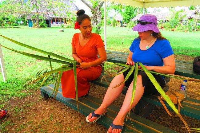 Samoan Cultural Village Apia coconut weaving