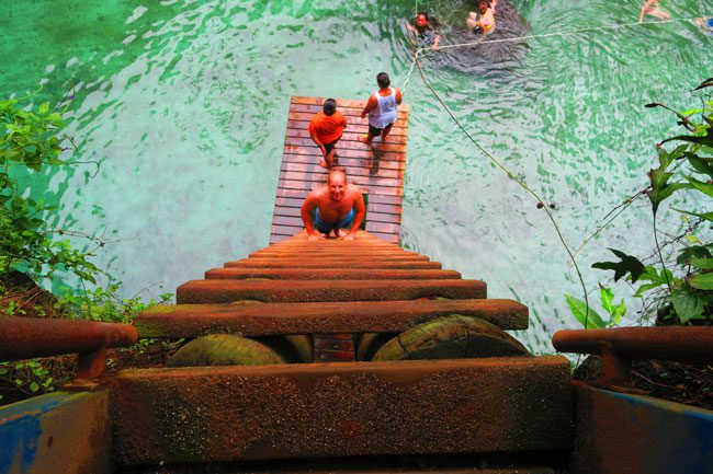 Tu Sua Ocean Trench Samoa climbing down ladder