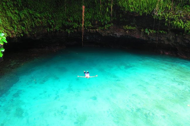 Tu Sua Ocean Trench Samoa floating in pool