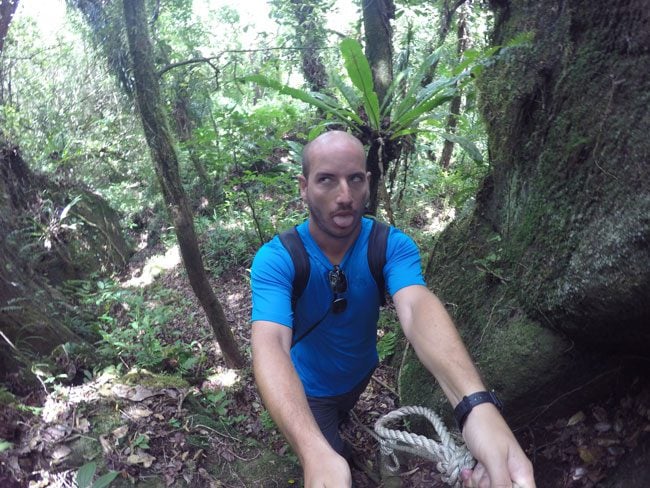 Exhausted shot climbing Tumu Mountain in Ofu American Samoa