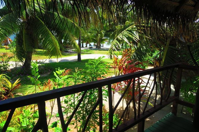 Inano Beach Bungalows deck Aitutaki Cook Islands