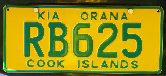 Kia Orana Cook Islands license plate