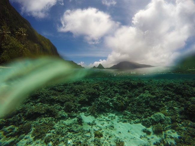 Land and underwater photo of Ofu Beach American Samoa