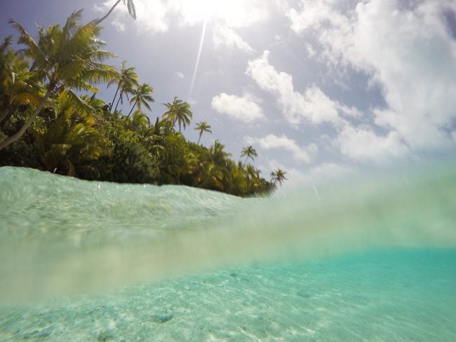 One Foot Island underwater Aitutaki lagoon Cook Islands