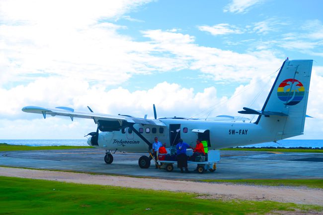 Polynesian Airlines landing in Ofu Island American Samoa