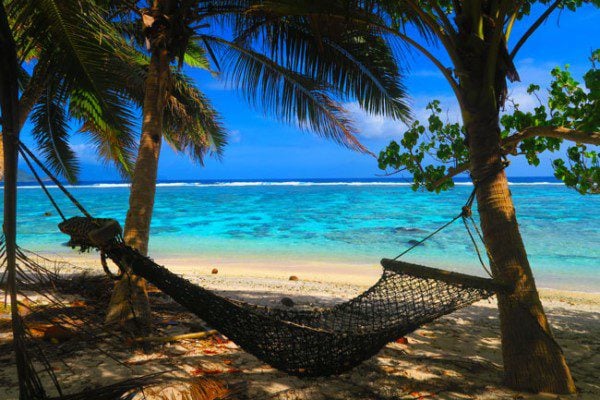 Relaxing on hammock at Ofu Beach American Samoa
