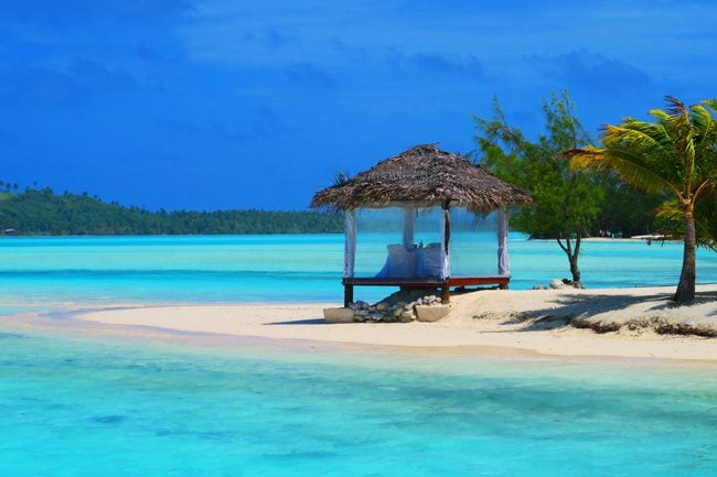 Sand dune in Aitutaki Lagoon Cook Islands