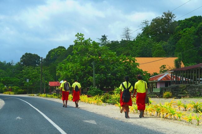 Sleepy Village Savaii Samoa - school children