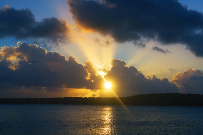 Sunset in Aitutaki cook islands Inano Beach Bungalows