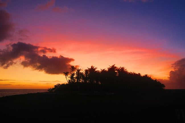 Sunset silouette in Ofu Island American Samoa