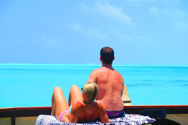 The Vaka Cruise couple relaxing