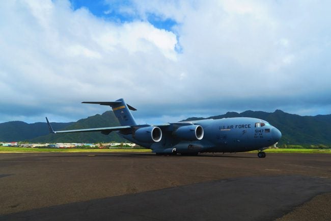 US air force plane in Pago Pago American Samoa airport