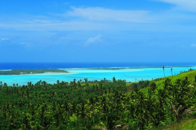 View of Aitutaki Lagoon from Mount Maungapu Cook Islands