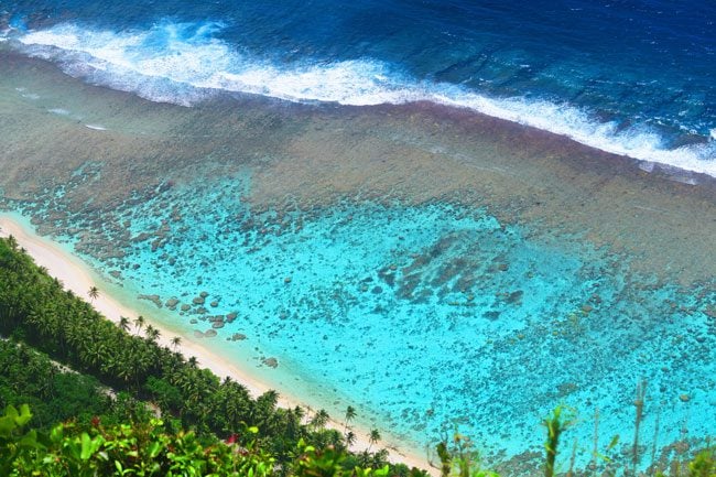 View of Ofu reef from Mount Tumu American Samoa