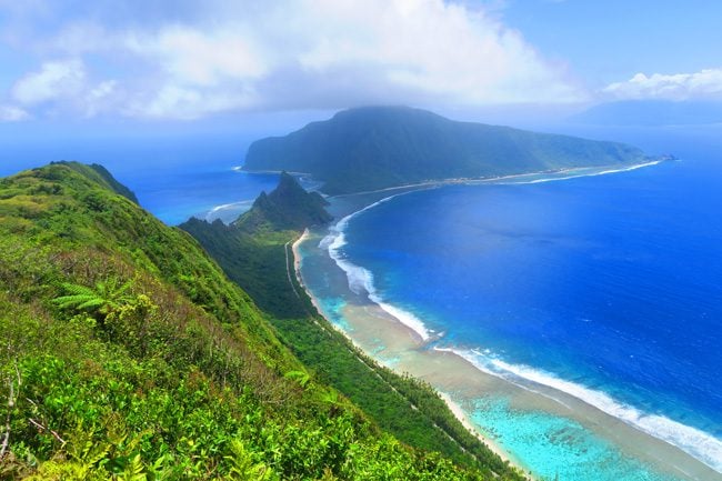 View of Olosega from top of Mount Tumu American Samoa