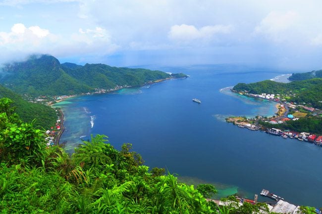 View of Pago Pago harbor from Mount Alava American Samoa