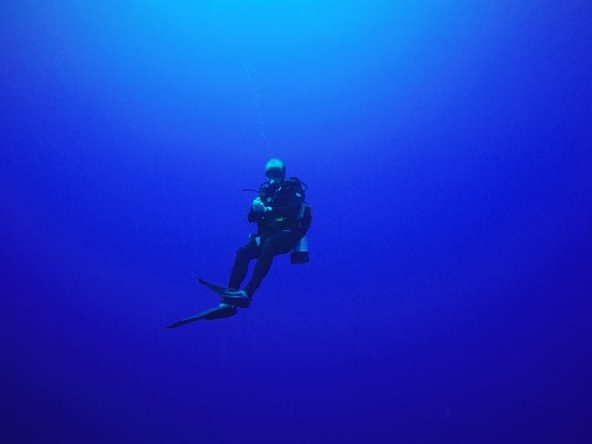 Diving in Rarotonga Cook Islands in the open ocean