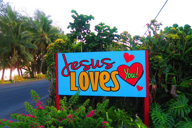 Jesus loves you sign Rarotonga Cook Islands