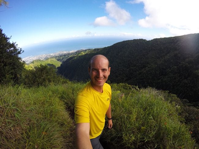 Mount Aorai hike selfie Tahiti French Polynesia