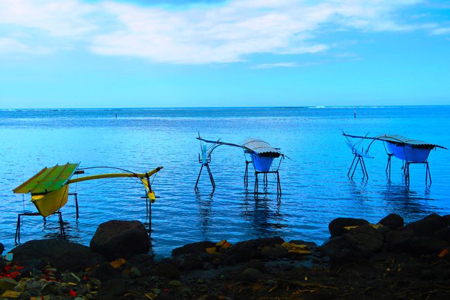 Outrigger canoes at Pointe Venus Tahiti French Polynesia