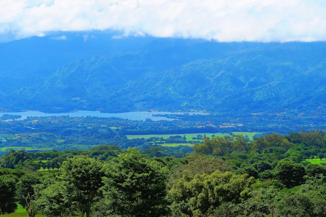 Panoramic view of Tahiti from Plateau de Taravao Tahiti French Polynesia