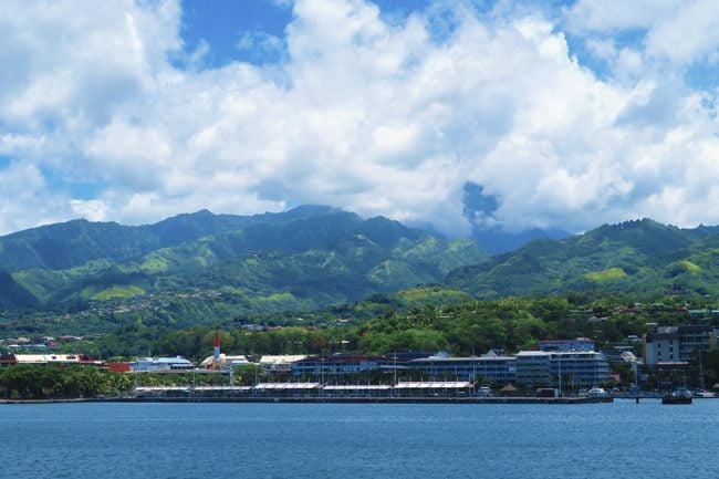 Papeete harbor panoramic view Tahiti French Polynesia