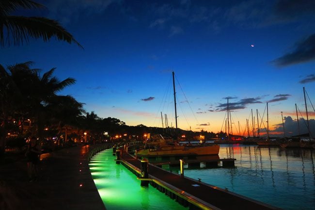 Papeete waterfront at night Tahiti French Polynesia