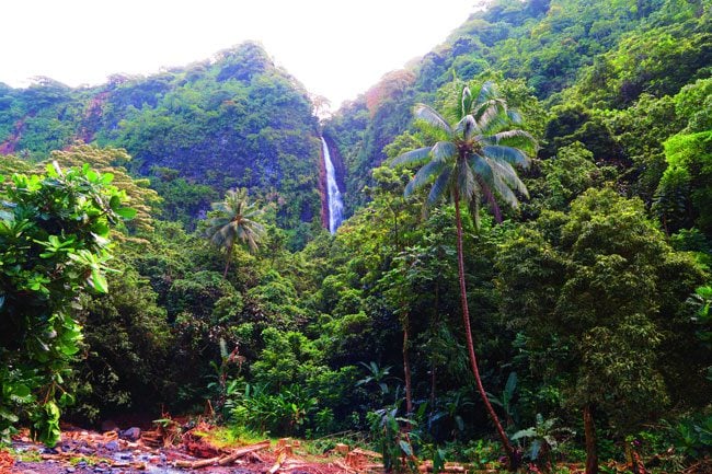 Three waterfalls Vaimahutu Falls Faarumai Tahiti French Polynesia