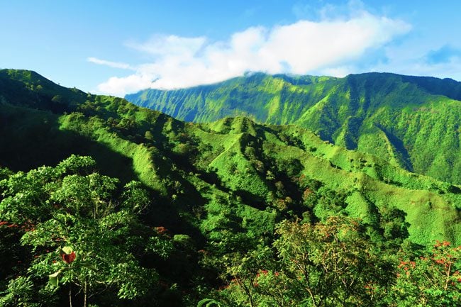 Tropical mountains from Mount Aorai hike Tahiti French Polynesia