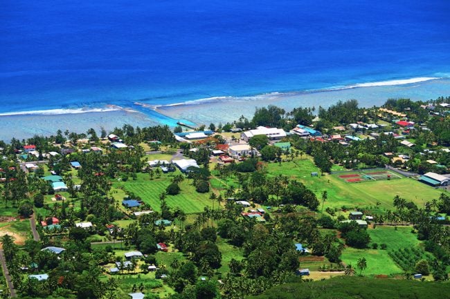 View of Arorangi from Mount Raemaru Rarotonga Cook Islands