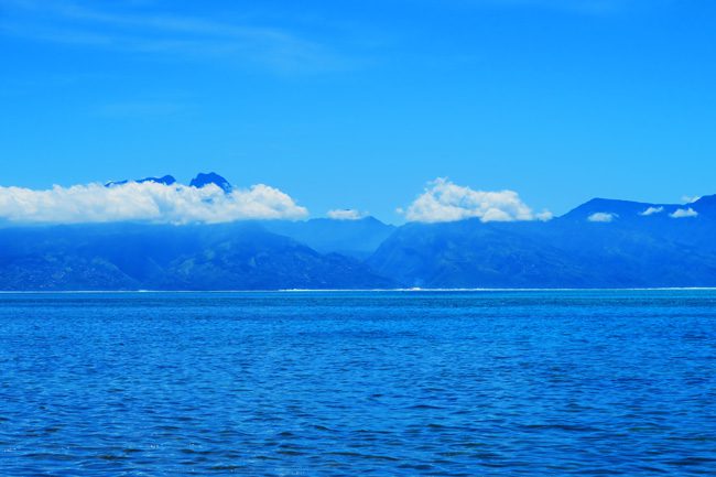 Clear view of Tahiti from Moorea French Polynesia