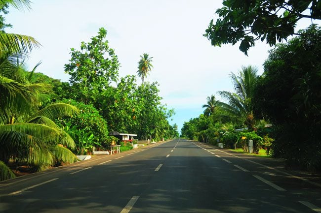 Cycling in Moorea French Polynesia empty roads