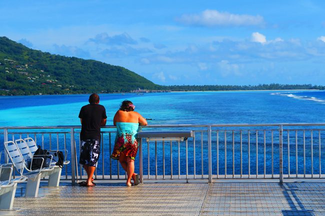 Ferry from Moorea to Tahiti onlookers